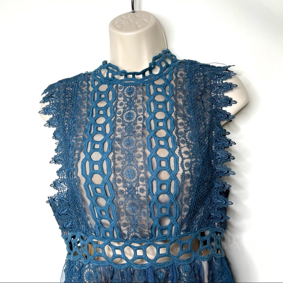 FREE PEOPLE Forever Lace Babydoll Dress Sapphire 4 - Picture 3 of 8